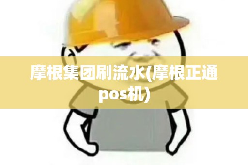 摩根集团刷流水(摩根正通pos机)